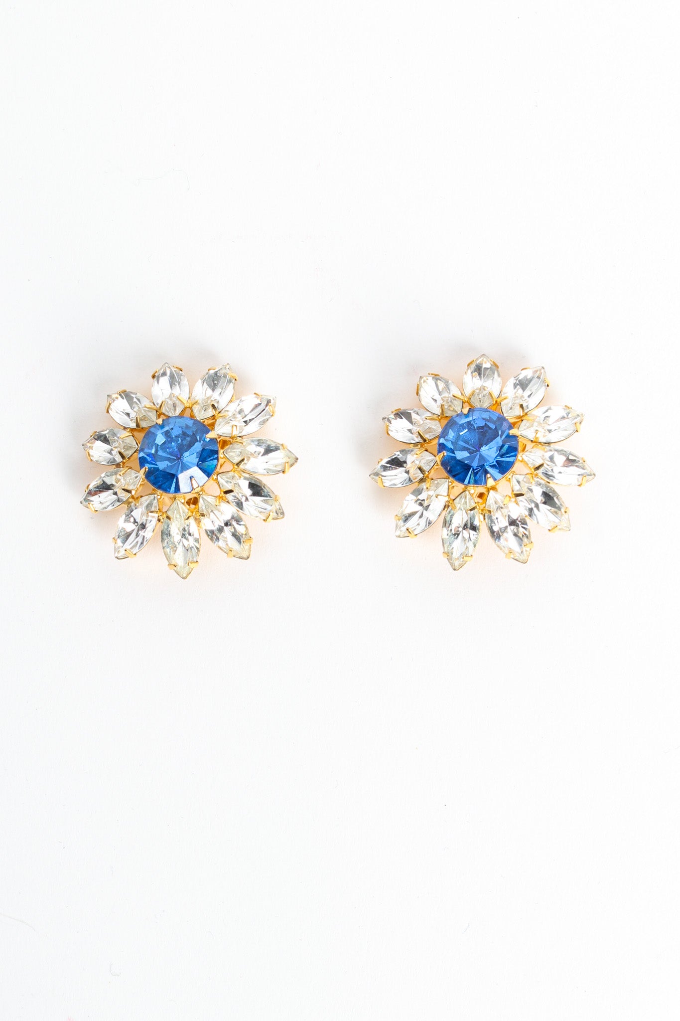 Vintage Marie Ferrá Crystal Floral Earrings front flat @ Recess LA