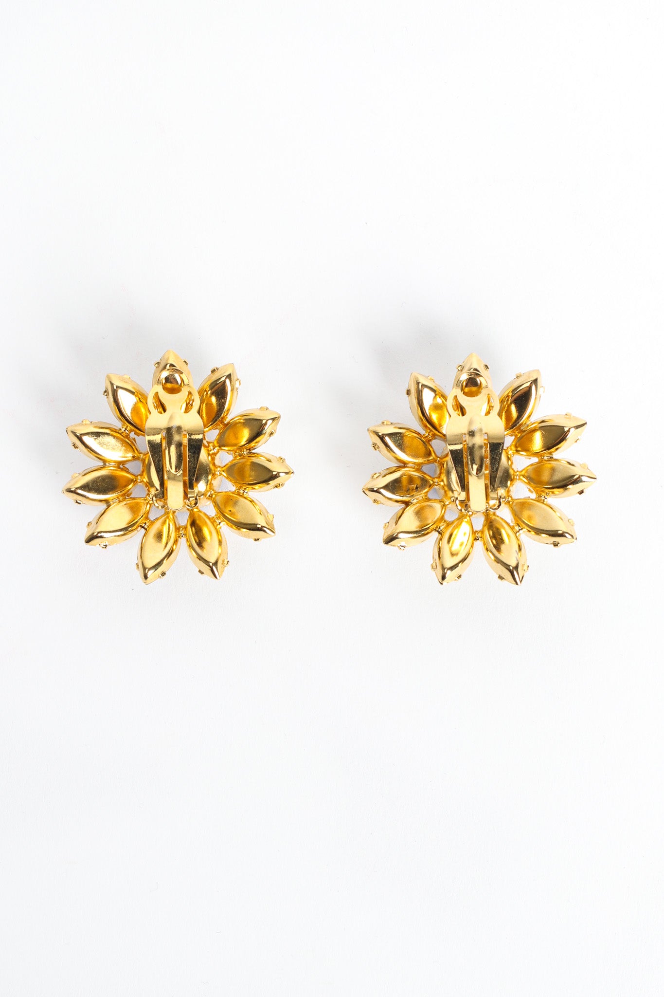 Vintage Marie Ferrá Crystal Floral Earrings back flat @ Recess LA