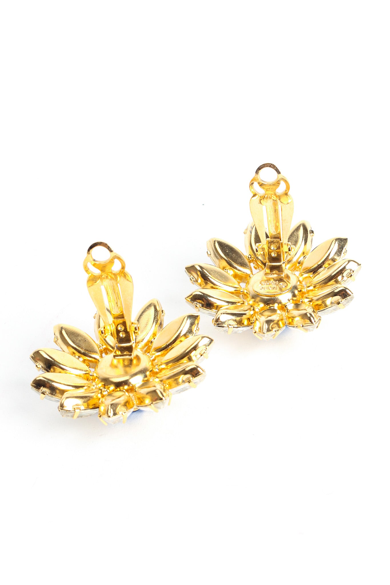 Vintage Marie Ferrá Crystal Floral Earrings back opening @ Recess LA