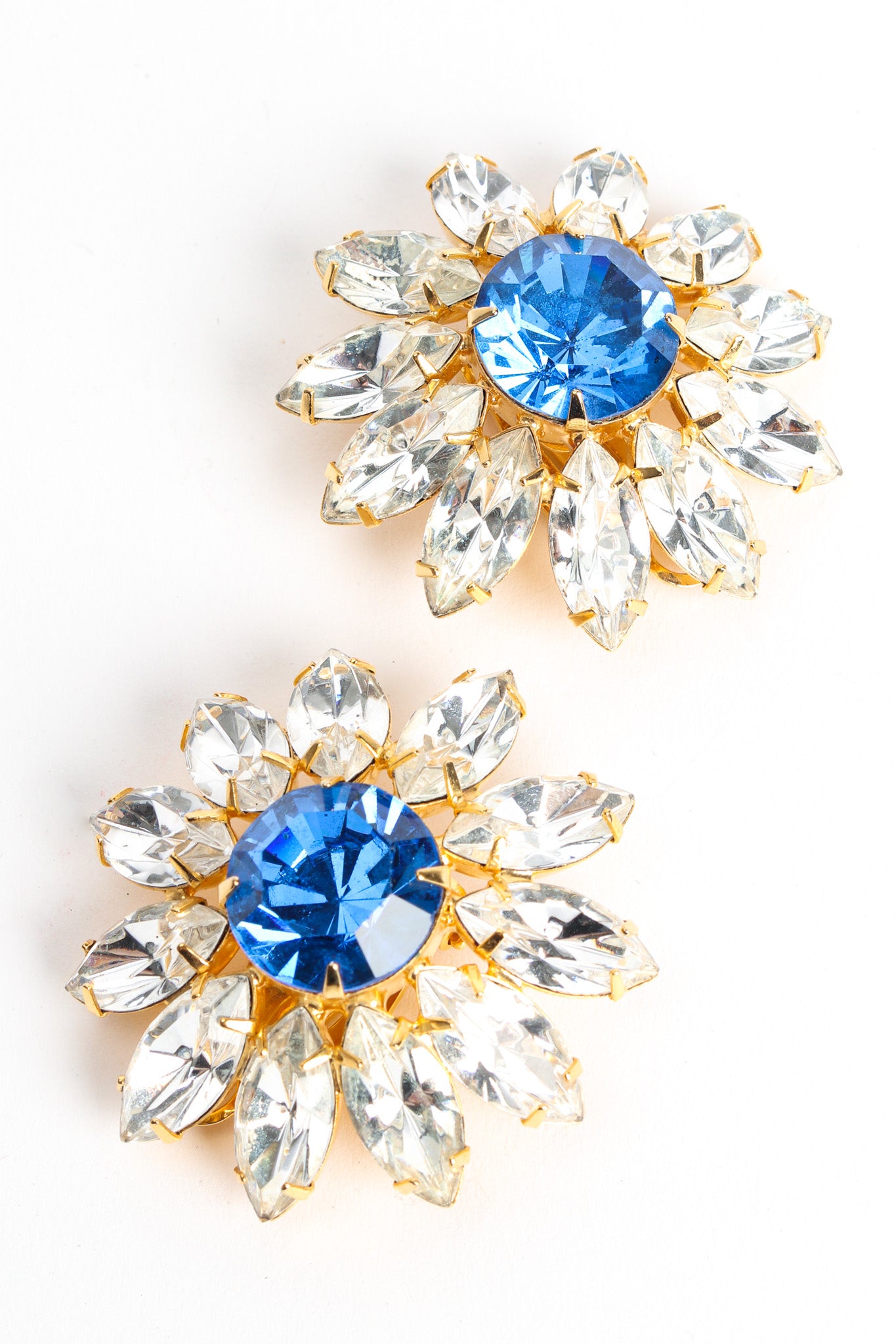 Vintage Marie Ferrá Crystal Floral Earrings diagonal front @ Recess LA