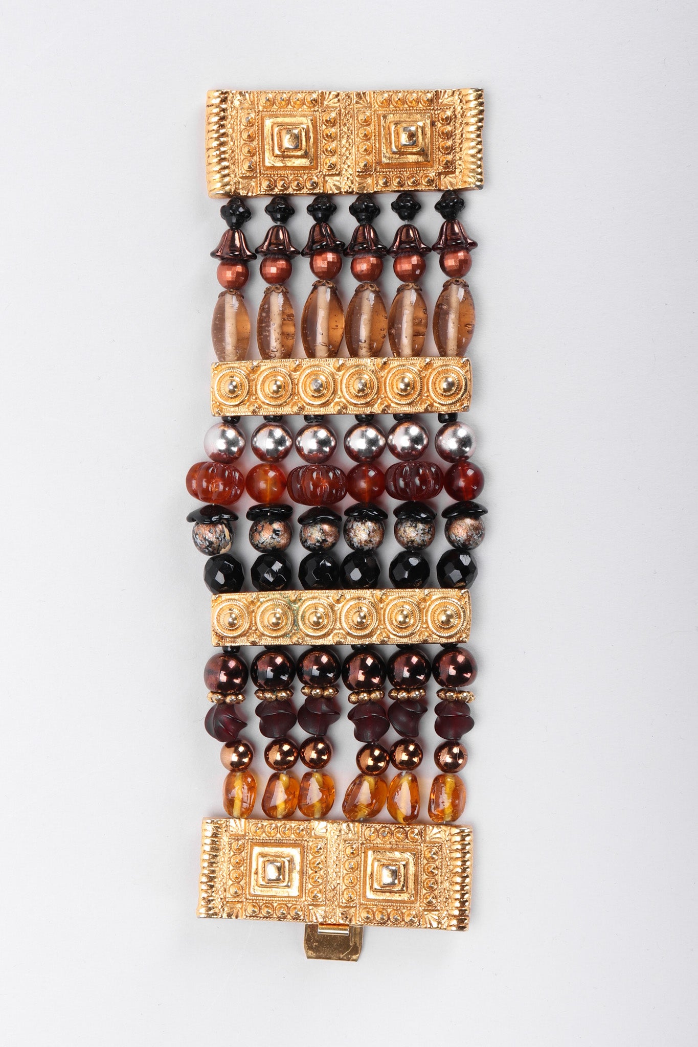 Recess Los Angeles Vintage Marie-Victoire Kamer Etruscan Beaded Cuff Bracelet