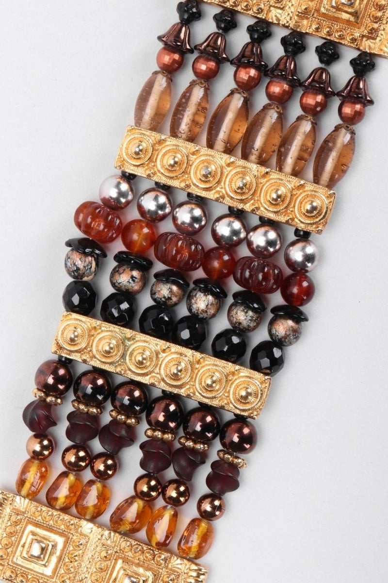 Recess Los Angeles Vintage Marie-Victoire Kamer Etruscan Beaded Cuff Bracelet
