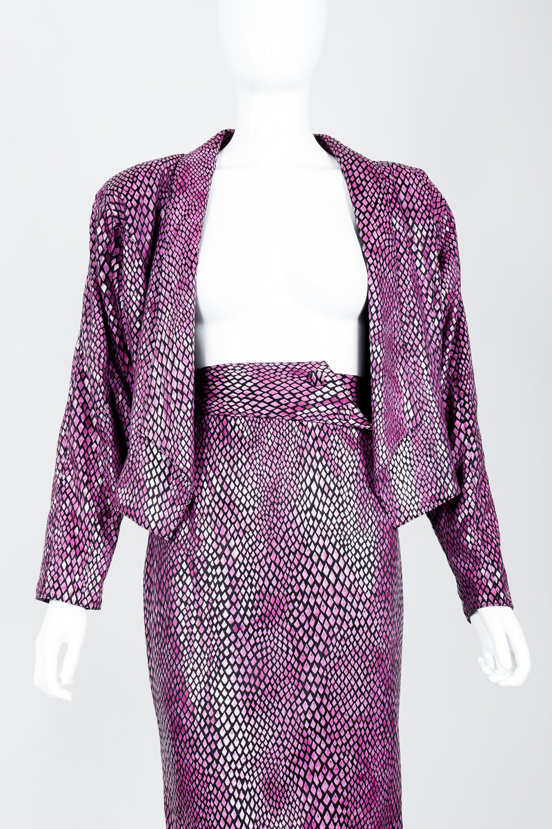 Vintage Marpelli by Udo Reptilian Jacket & Skirt Set on Mannequin front crop at Recess