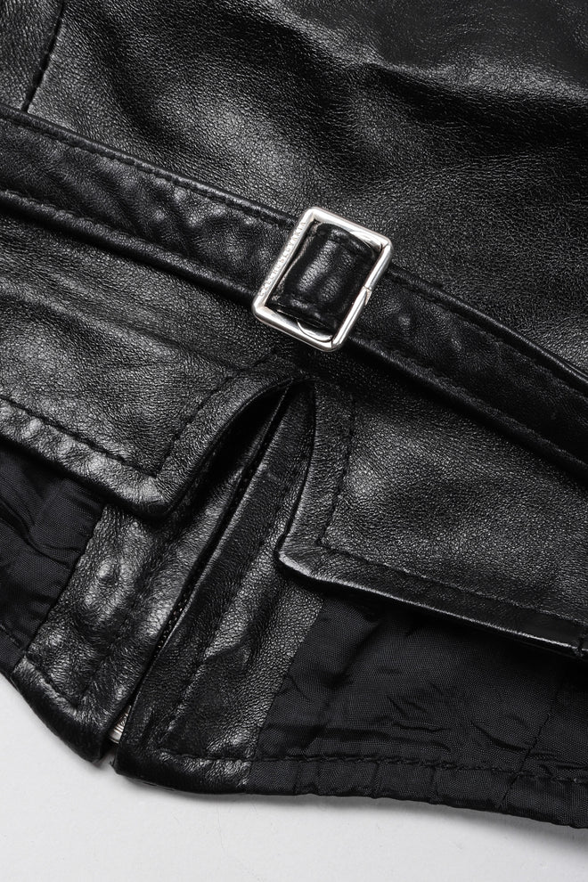 Recess Los Angeles Vintage Martine Sitbon Notched Lapel Leather Corset Harness Vest