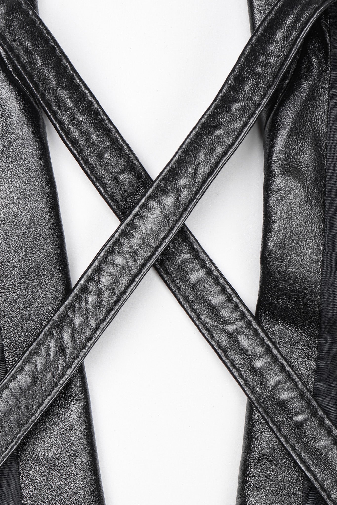 Recess Los Angeles Vintage Martine Sitbon Notched Lapel Leather Corset Harness Vest
