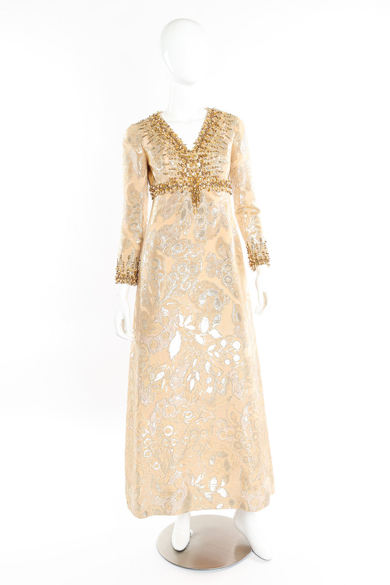 Vintage Marty Modell Beaded Brocade Empire Gown Recess Vintage Marty Modell Beaded Brocade Empire Gown Recess