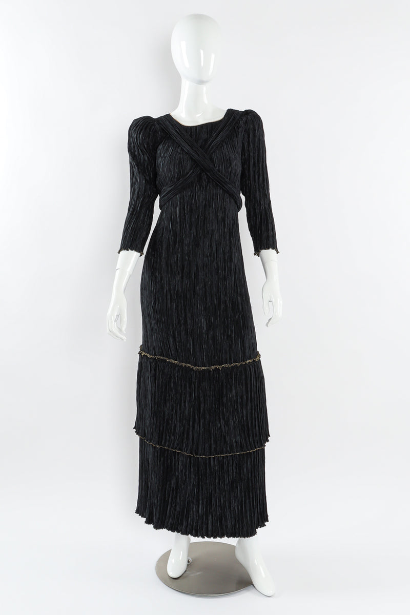 Vintage Mary McFadden Pilissé Pleat Rope Tassel Dress mannequin front tied @ Recess LA