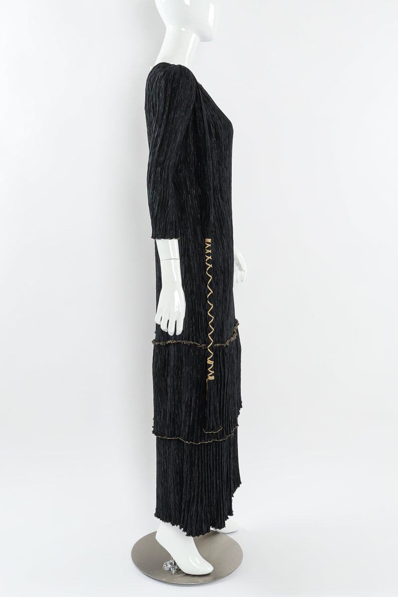 Vintage Mary McFadden Pilissé Pleat Rope Tassel Dress mannequin side @ Recess LA
