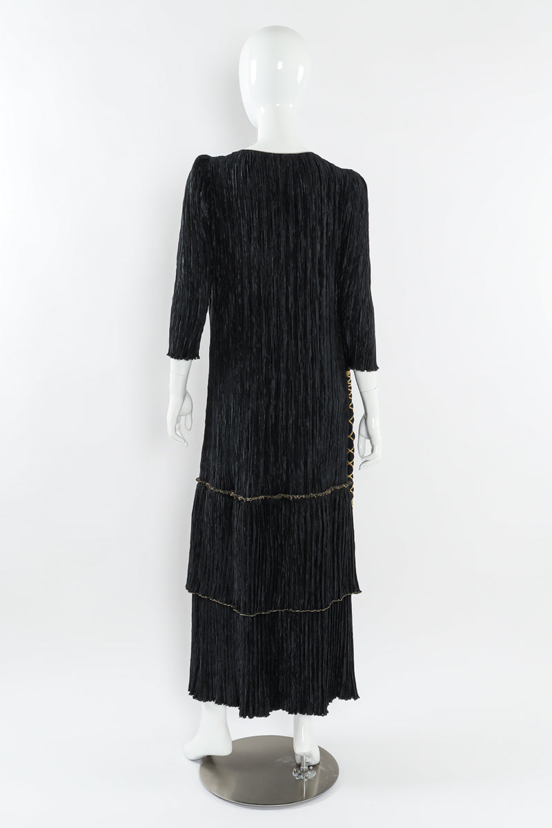 Vintage Mary McFadden Pilissé Pleat Rope Tassel Dress mannequin back @ Recess LA