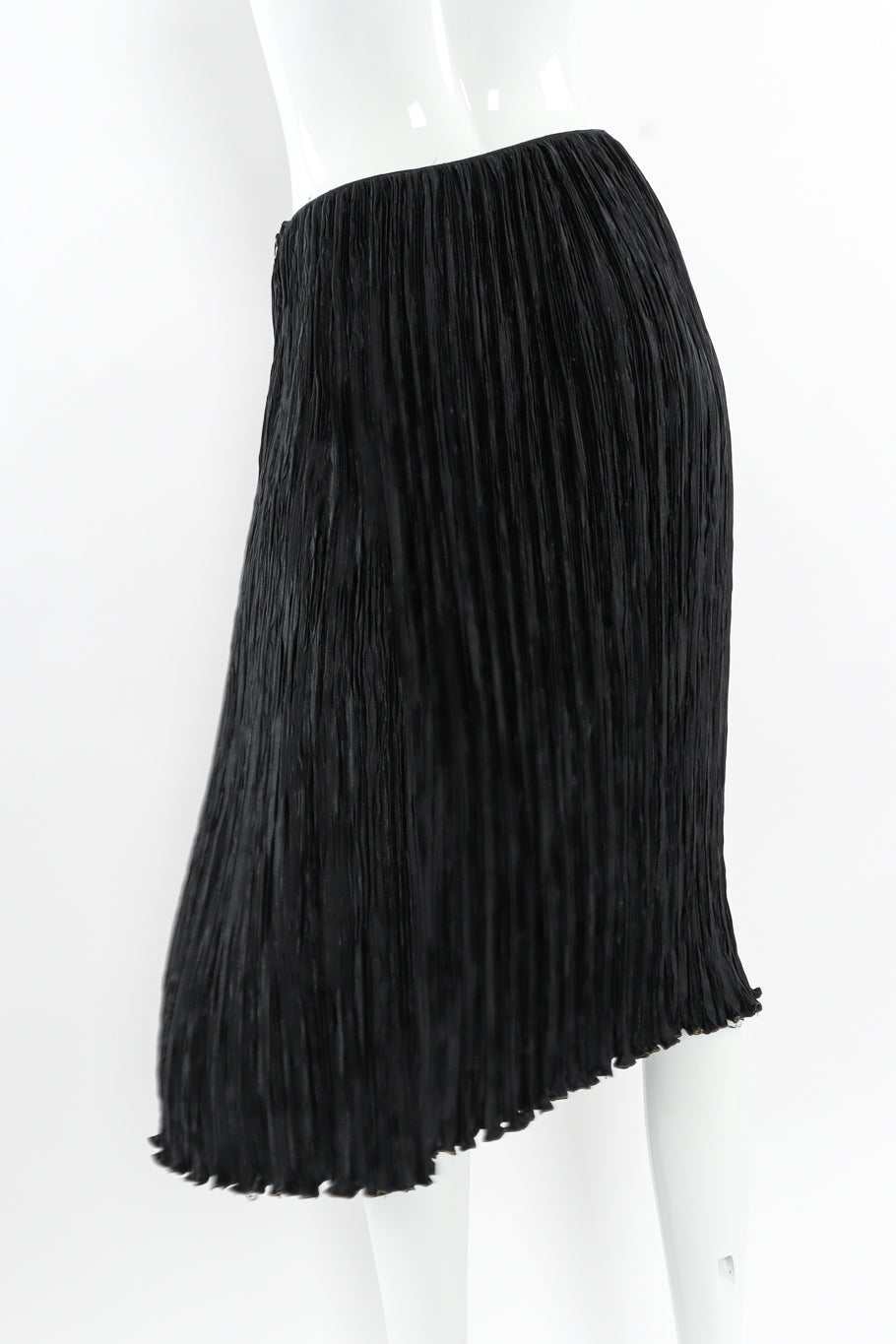 Vintage Mary McFadden Plissé Pleat Top & Skirt Set mannequin skirt back @ Recess LA