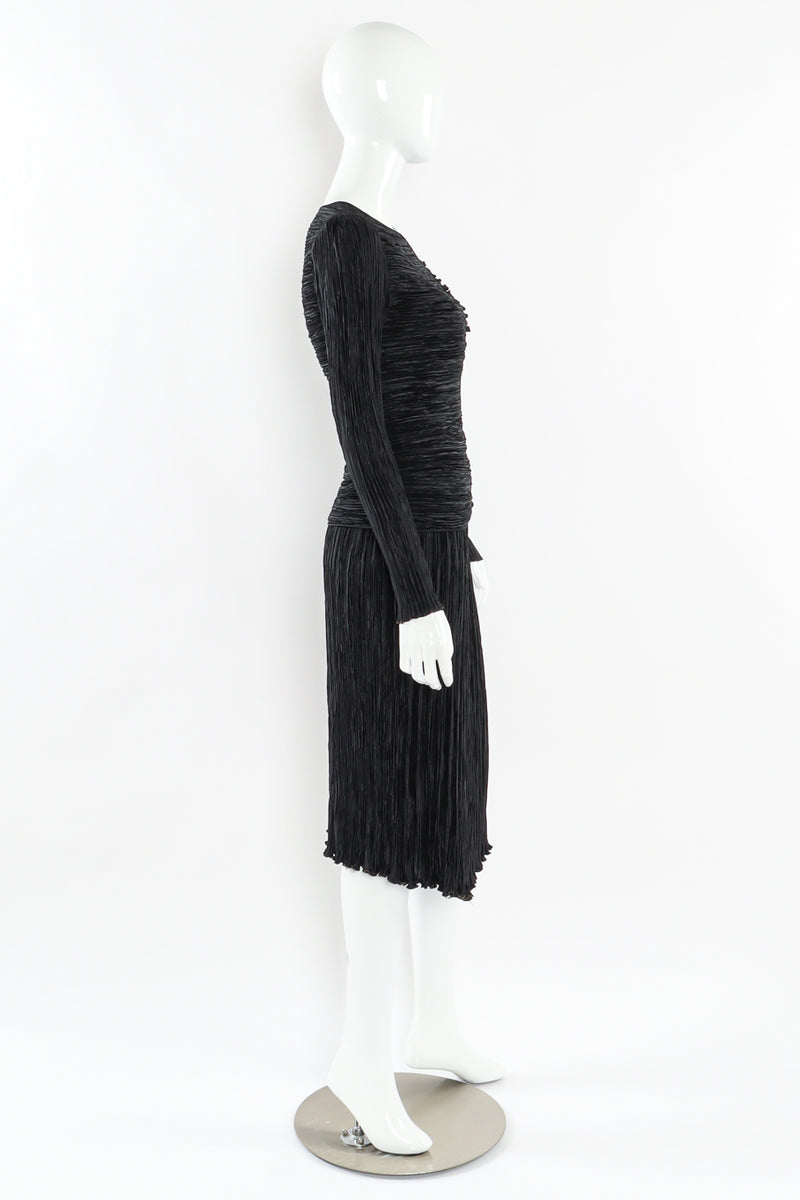 Vintage Mary McFadden Plissé Pleat Top & Skirt Set mannequin side @ Recess LA