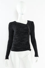 Vintage Mary McFadden Plissé Pleat Top & Skirt Set mannequin front top @ Recess LA