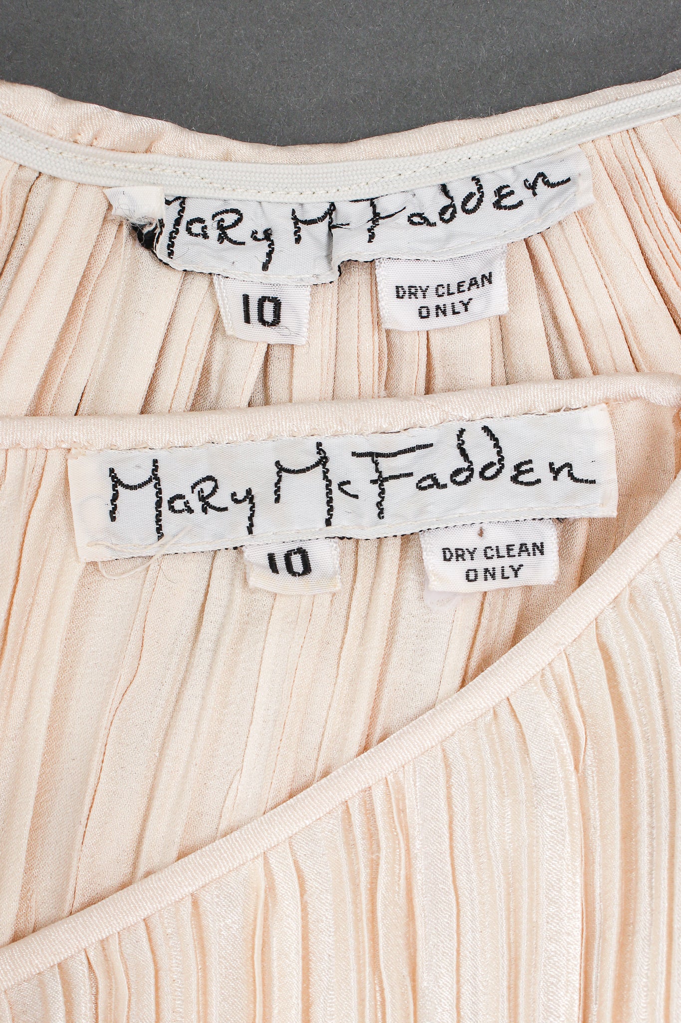 Vintage Mary McFadden Pleated Peplum Top & Skirt Set Bridal Wedding labels @ Recess LA