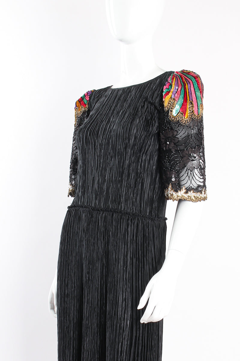 black dress rainbow pleats Torrid Midi Chiffon Pleated Dress Black Rainbow Stripe Size 0 12 large NWT