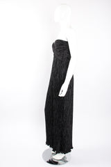 Vintage Mary McFadden Pleated Strapless Sweetheart Gown o Mannequin side at Recess Los Angeles