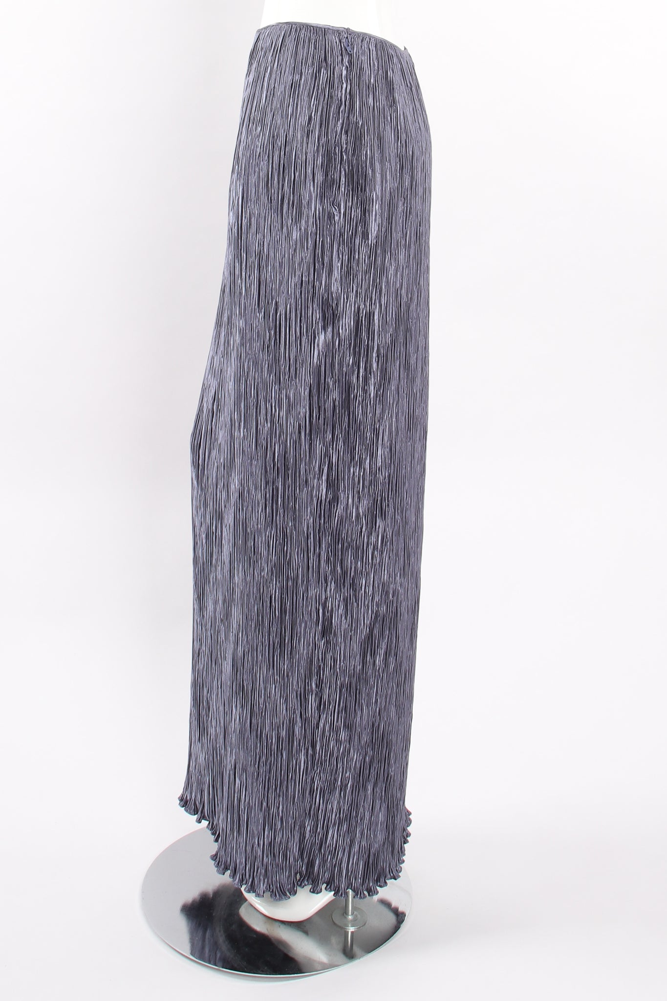 Vintage Mary McFadden Periwinkle Pleated Column Skirt on Mannequin side at Recess Los Angeles