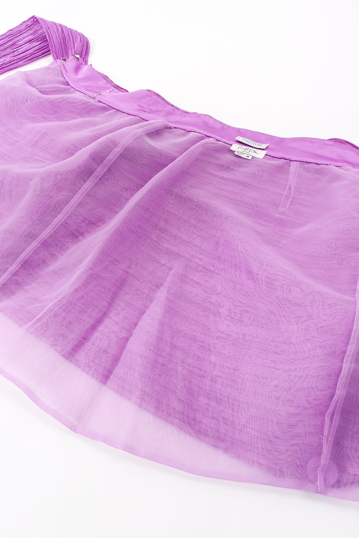 Vintage Mary McFadden Pleated Halter & Wrap Skirt Set skirt lining at Recess LA