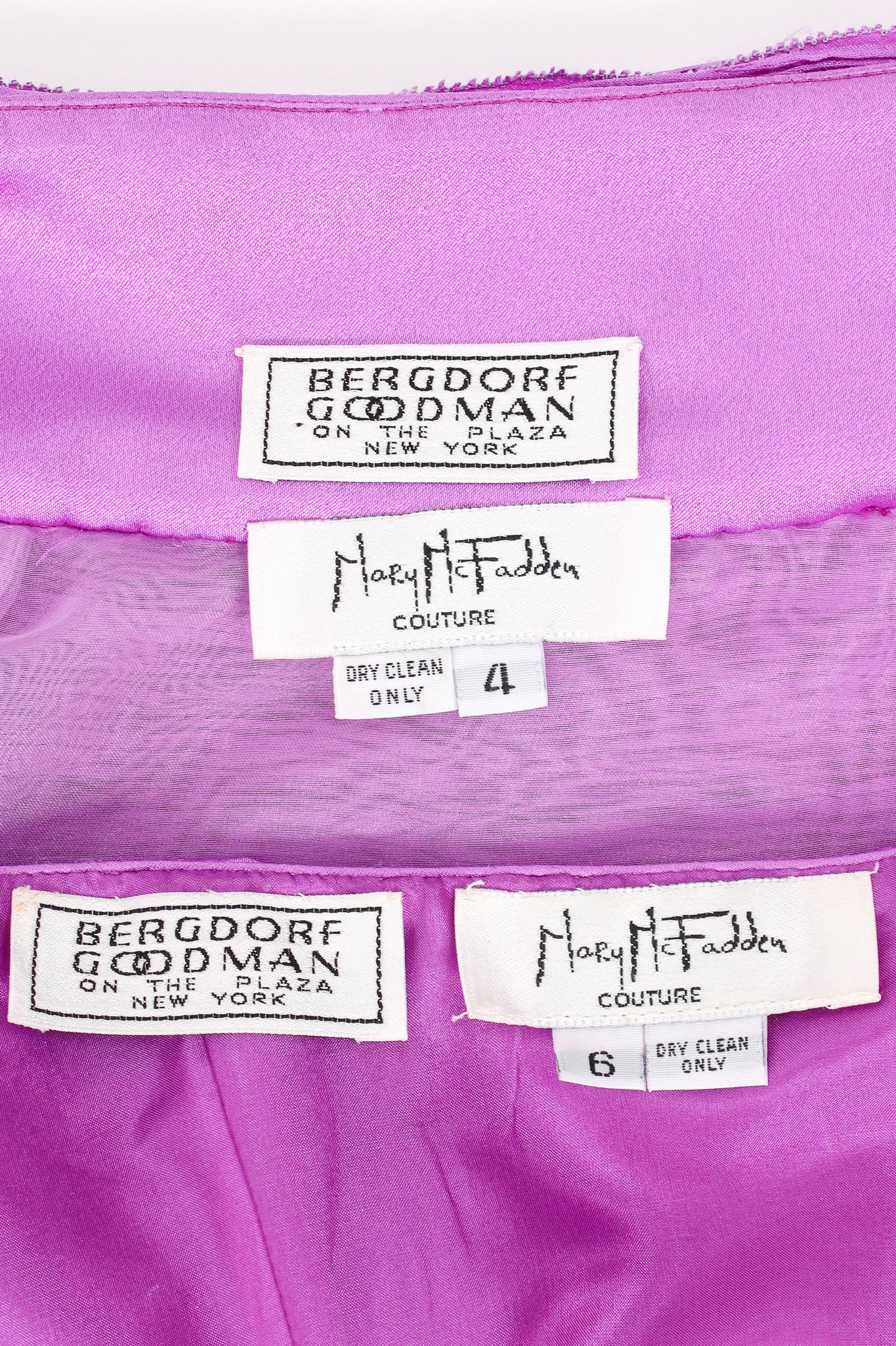 Vintage Mary McFadden Pleated Halter & Wrap Skirt Set labels at Recess LA