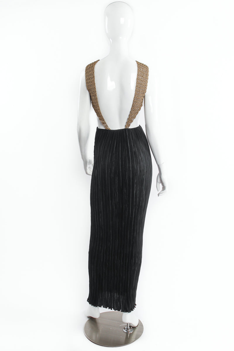 Vintage Mary McFadden Backless Surplice Cutout Plunge Dress on Mannequin back at Recess Los Angeles