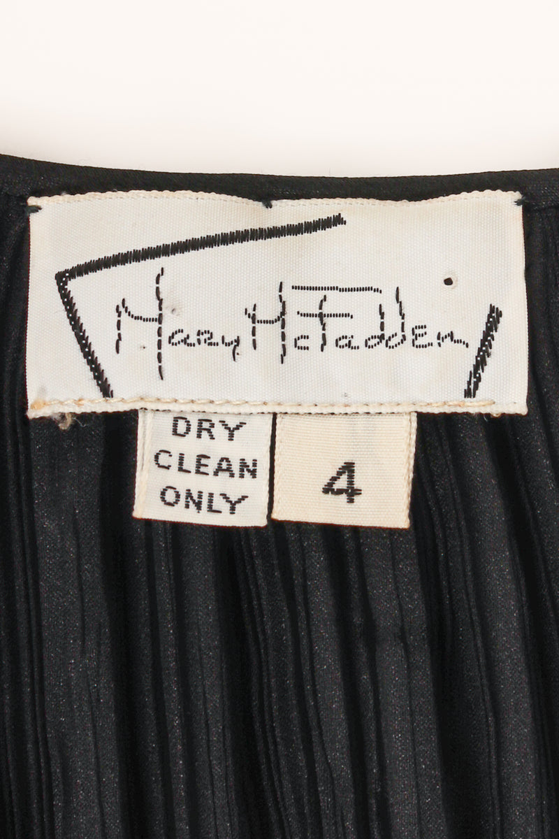 Vintage Mary McFadden Backless Surplice Cutout Plunge Dress label at Recess Los Angeles