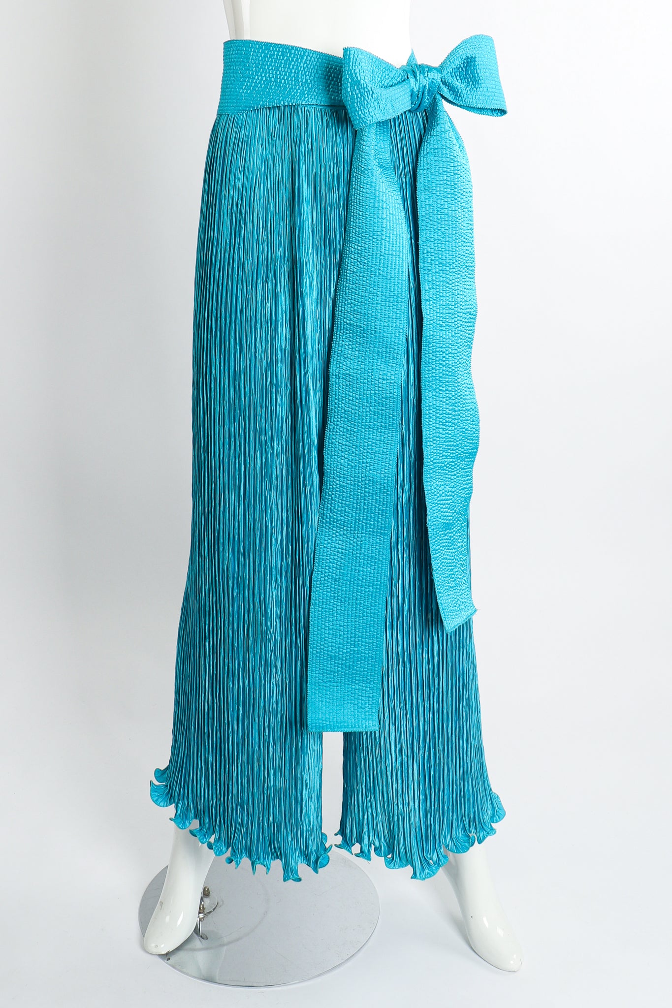 Vintage Mary McFadden Pleated Palazzo Pant & Sash on Mannequin Bow at Recess Los Angeles