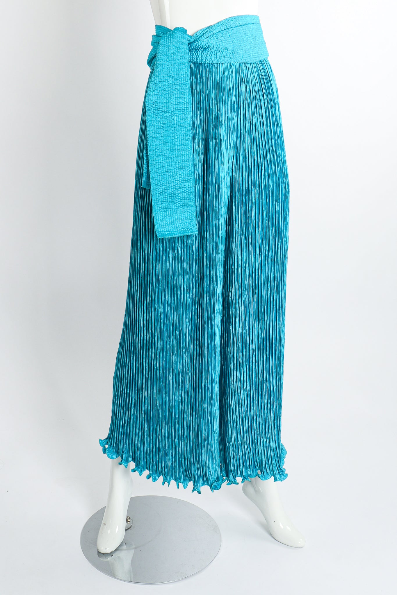 Vintage Mary McFadden Pleated Palazzo Pant & Sash on Mannequin Tied at Recess Los Angeles