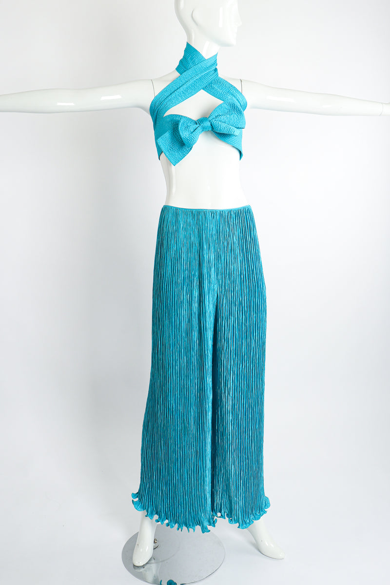 Vintage Mary McFadden Pleated Palazzo Pant & Sash on Mannequin Front at Recess Los Angeles