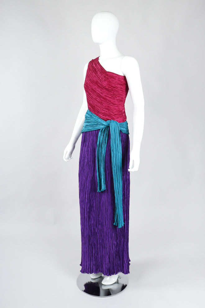 Recess Los Angeles Vintage Mary McFadden One-Shoulder Colorblock Gown