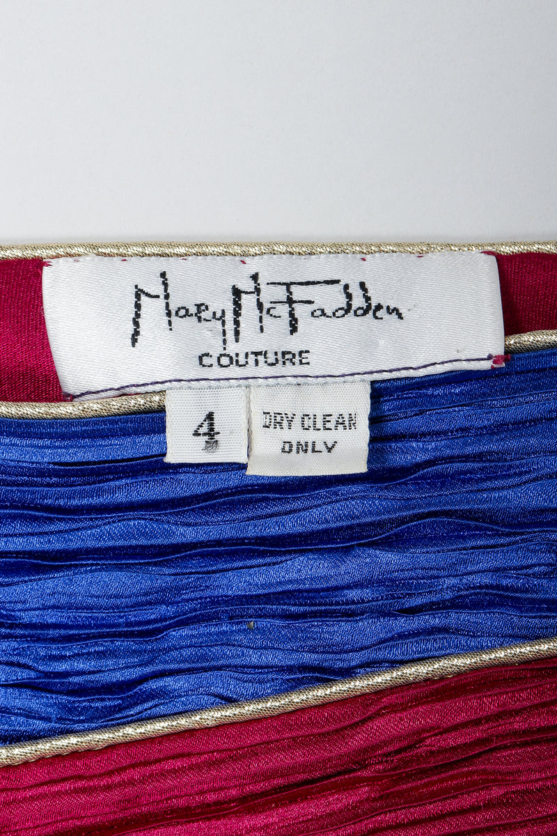 Vintage Mary McFadden Pleated Label on pleated fabric
