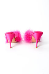 Vintage Maud Frizon Shocking Pink Marabou Mules back at Recess Los Angeles