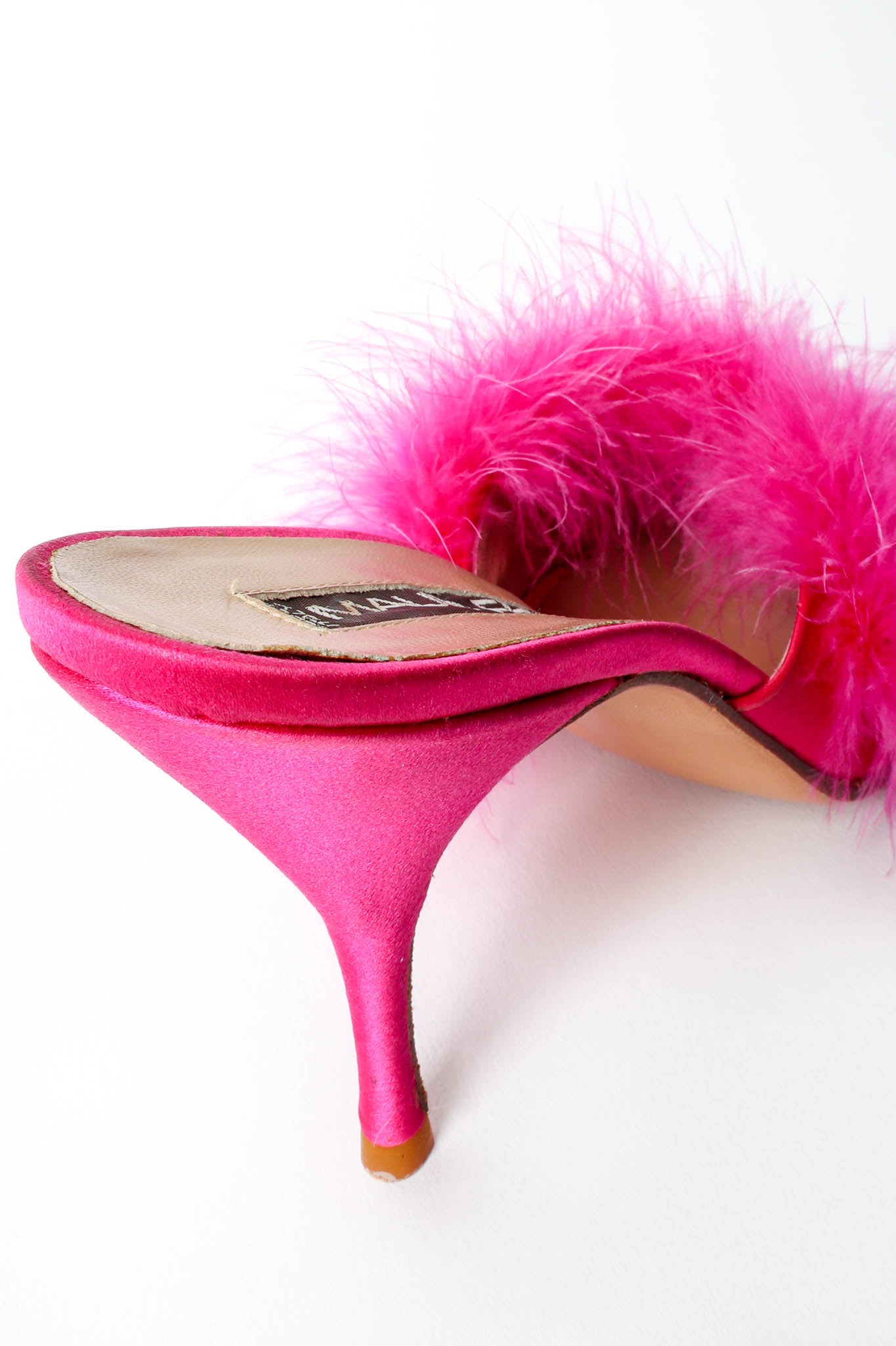 Vintage Maud Frizon Shocking Pink Marabou Mules flaw at Recess Los Angeles