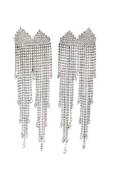 Glamorous fringe rhinestone marquise dangle earrings by Kirks Folly @recessla