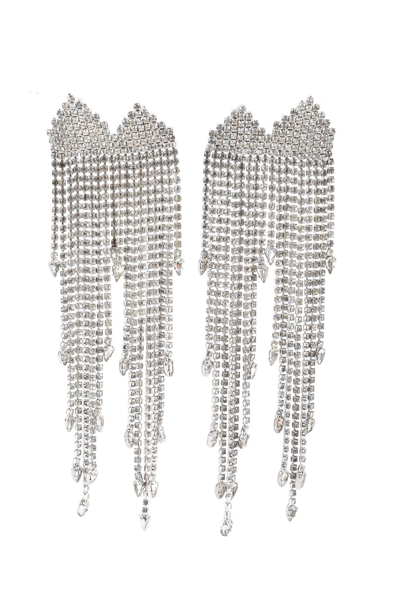 Glamorous fringe rhinestone marquise dangle earrings by Kirks Folly @recessla