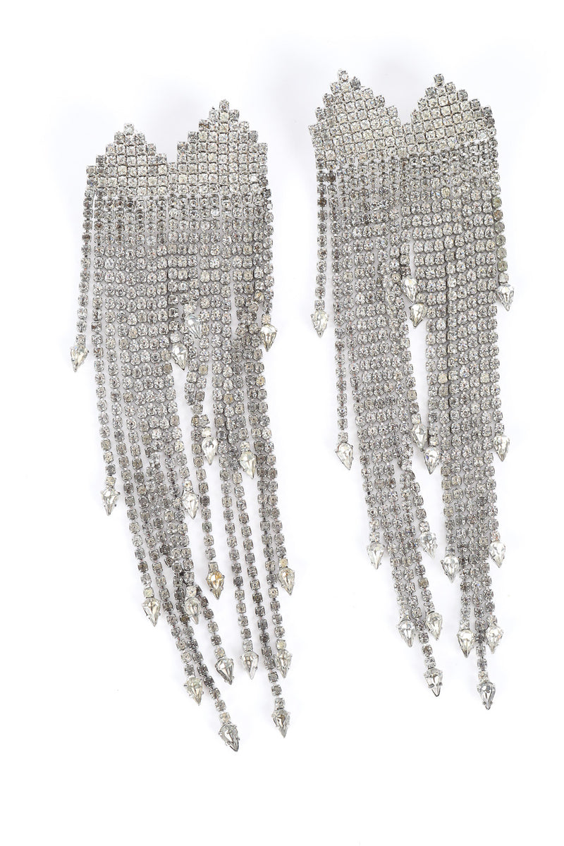 Glamorous fringe rhinestone marquise dangle earrings by Kirks Folly flat lay @recessla