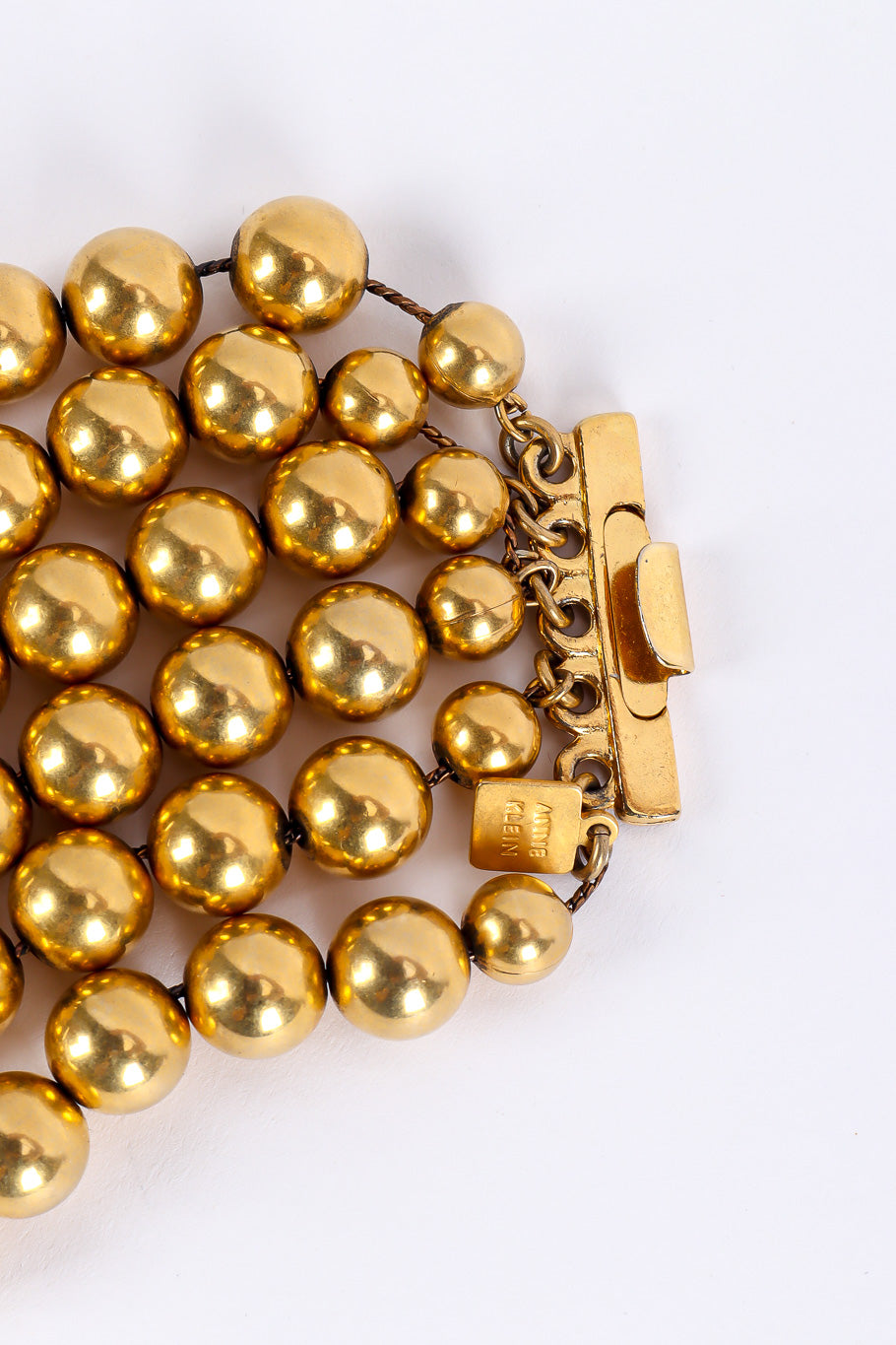 Multi-strand ball chain collar necklace by Anne Klein clasp photo details. @recessla
