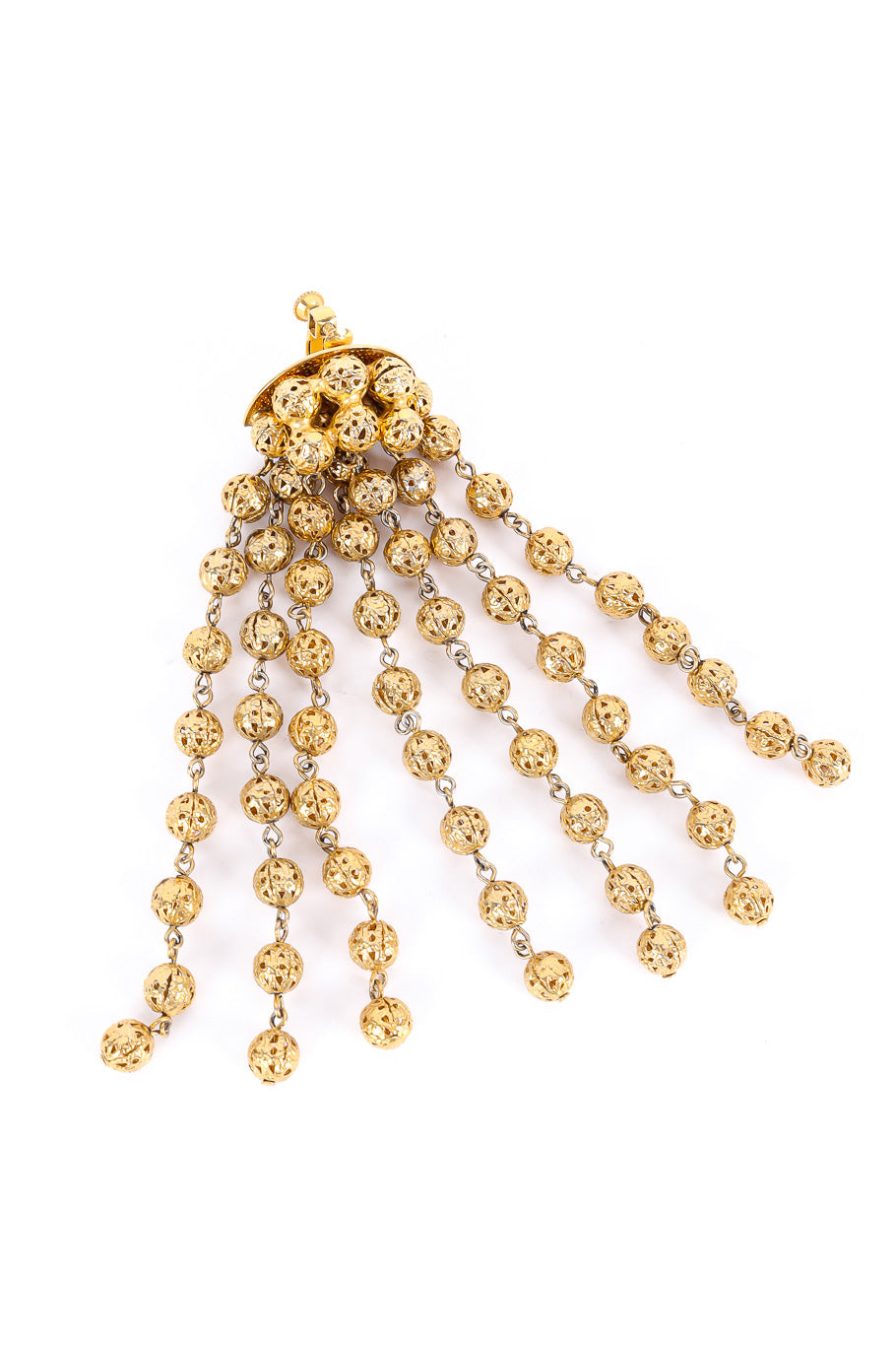 Long gold filigree ball shoulder duster drop earrings earrings strands photo. @recessla