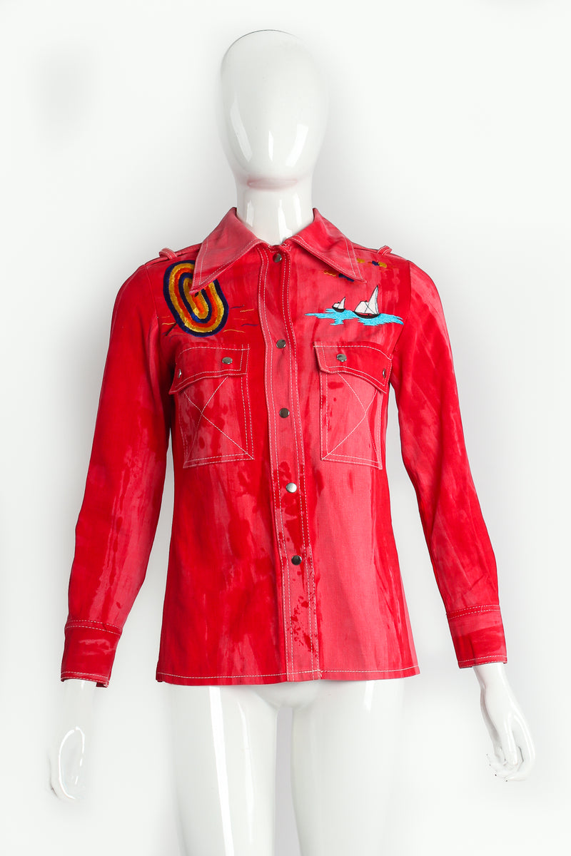 Vintage Maximum Acid Beach Twill Shirt Jacket & Pant Set on Mannequin jacket front at Recess LA
