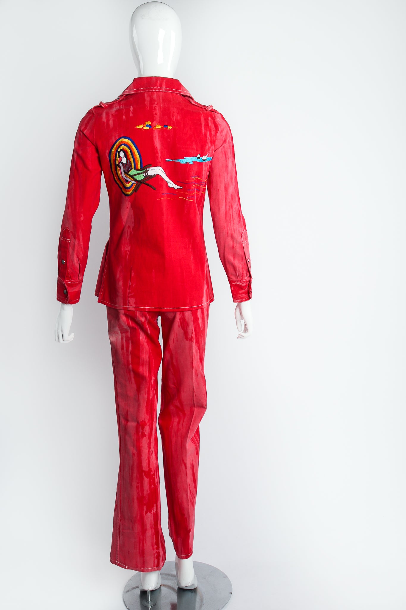 Vintage Maximum Acid Beach Twill Shirt Jacket & Pant Set on Mannequin back at Recess Los Angeles