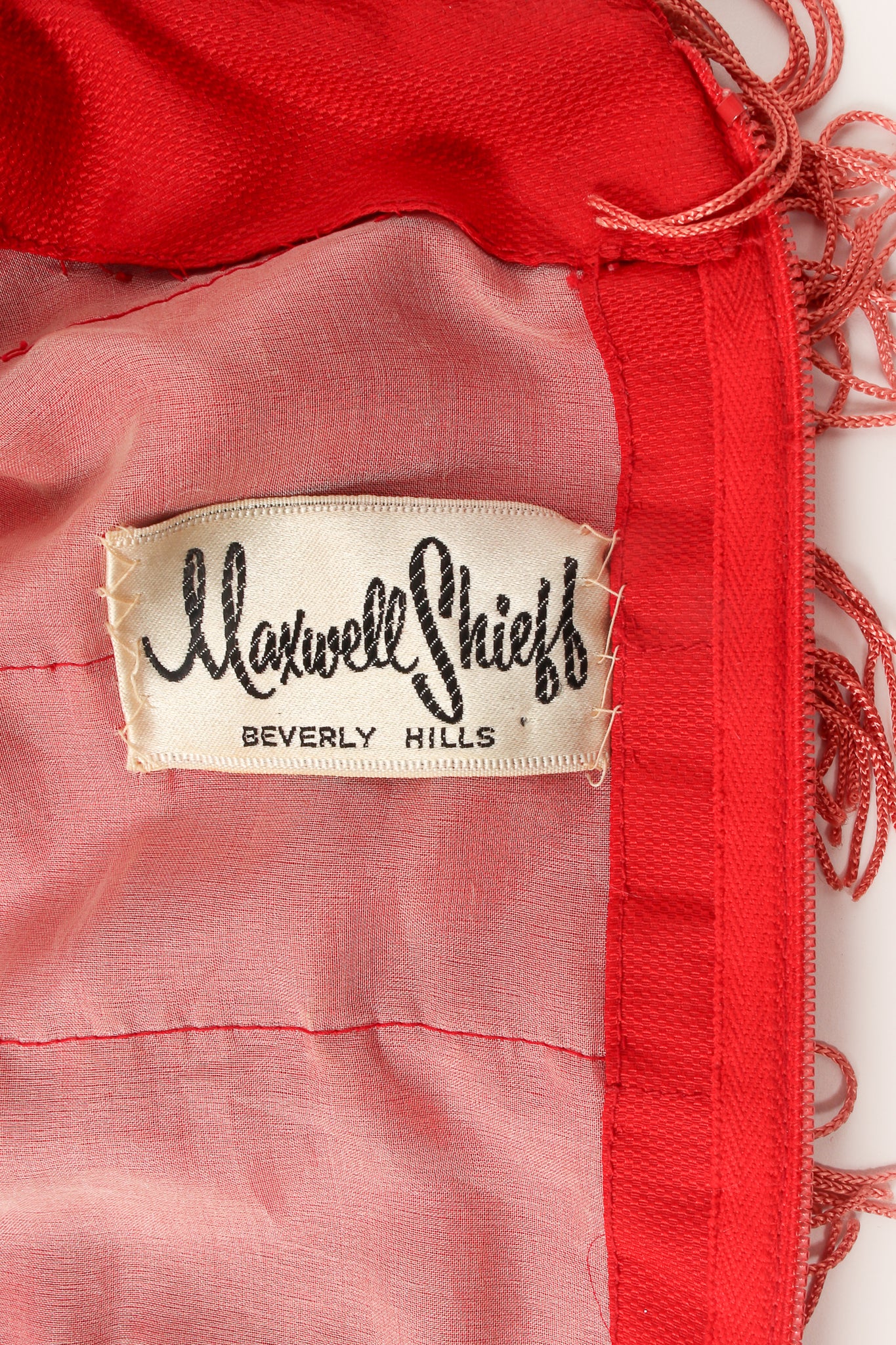 Vintage Maxwell Shieff Fringed Sleeveless Shirt Dress label at Recess Los Angeles