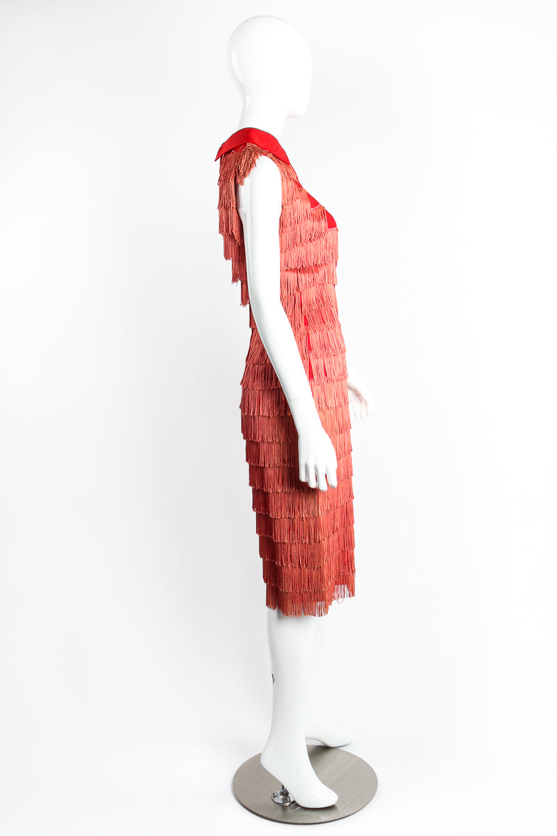 Vintage Maxwell Shieff Fringed Sleeveless Shirt Dress on Mannequin side at Recess Los Angeles