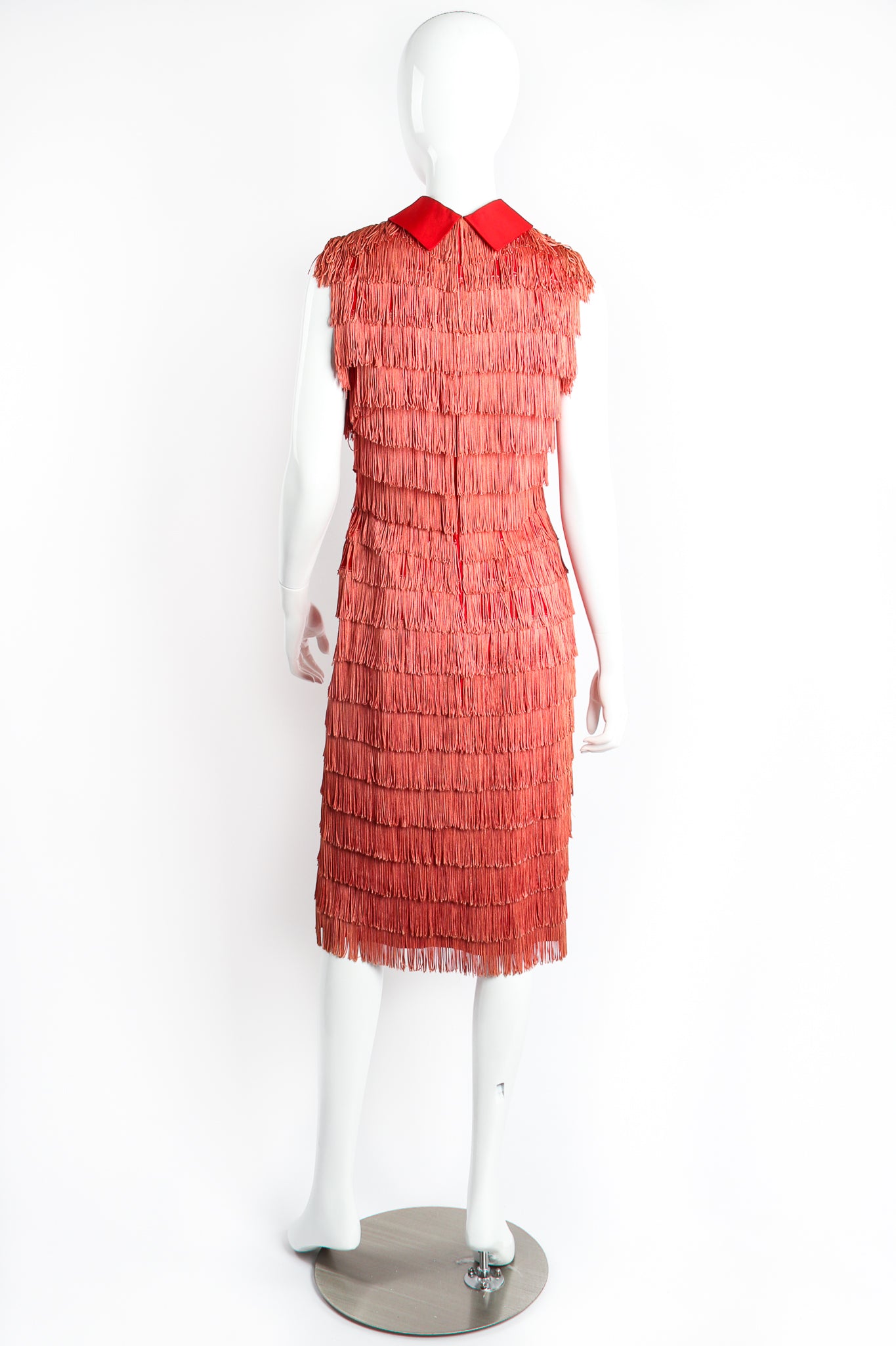 Vintage Maxwell Shieff Fringed Sleeveless Shirt Dress on Mannequin back at Recess Los Angeles