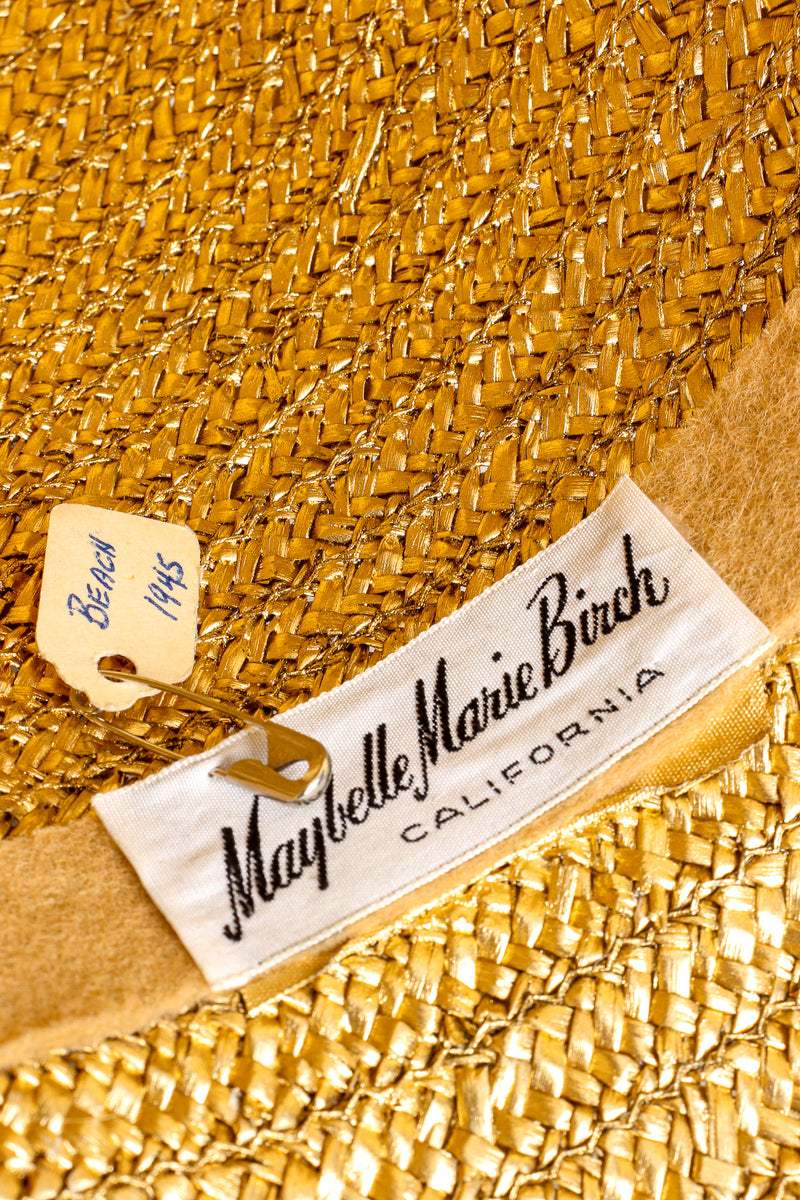 Vintage Maybelle Marie Birch 1945 Fruit Basket Gold Straw Bucket Hat label @ Recess LA 