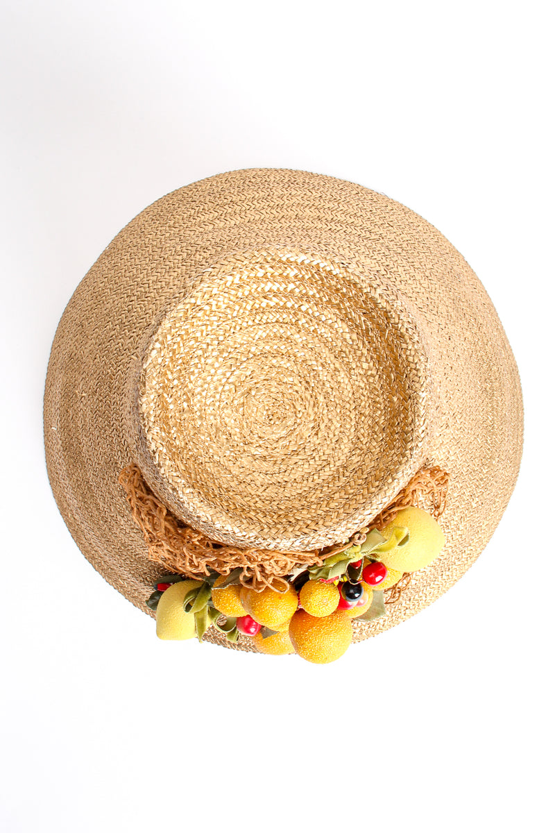 Vintage Maybelle Marie Birch 1945 Fruit Basket Gold Straw Bucket Hat top @ Recess LA 