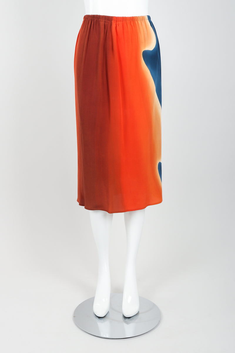 Vintage McKane Sunset Silk Kimono Skirt Set on mannequin front at Recess Los Angeles