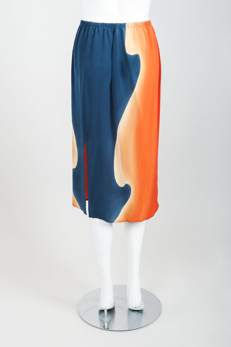 Vintage McKane Sunset Silk Kimono Skirt Set on mannequin back at Recess Los Angeles