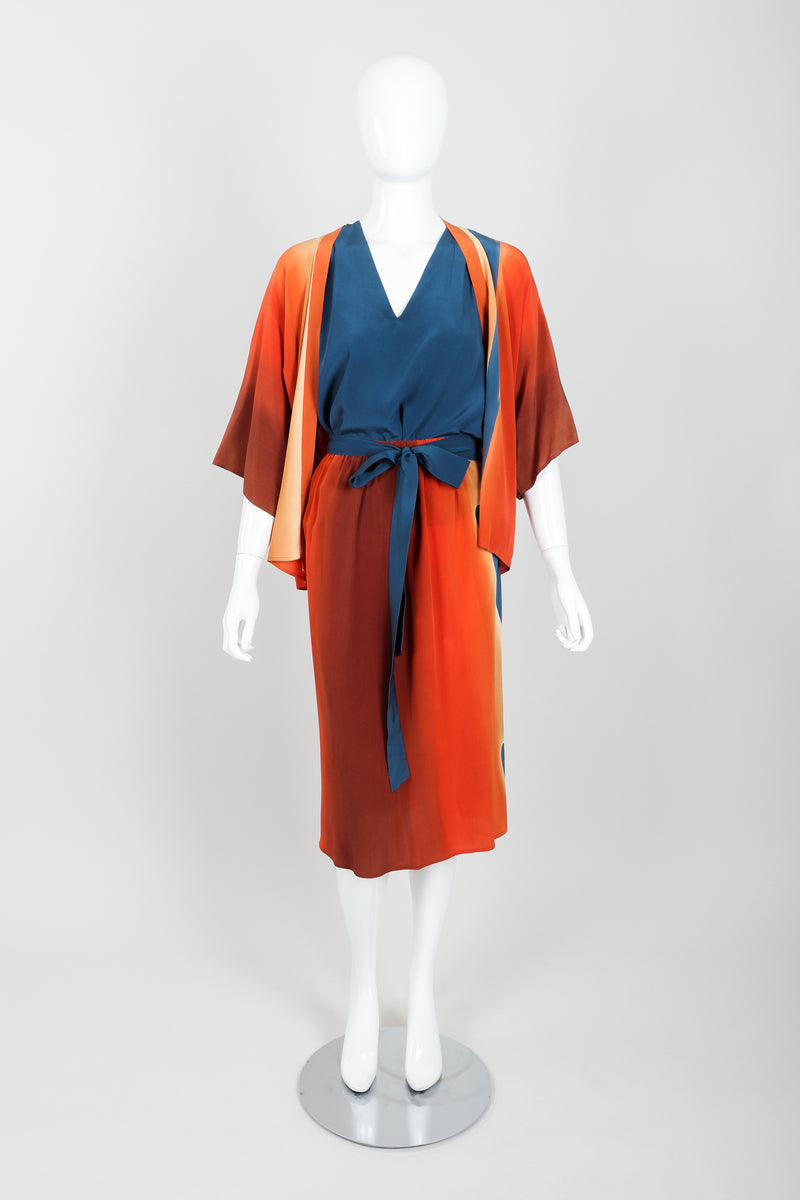 Vintage McKane Sunset Silk Kimono Set on mannequin front at Recess Los Angeles