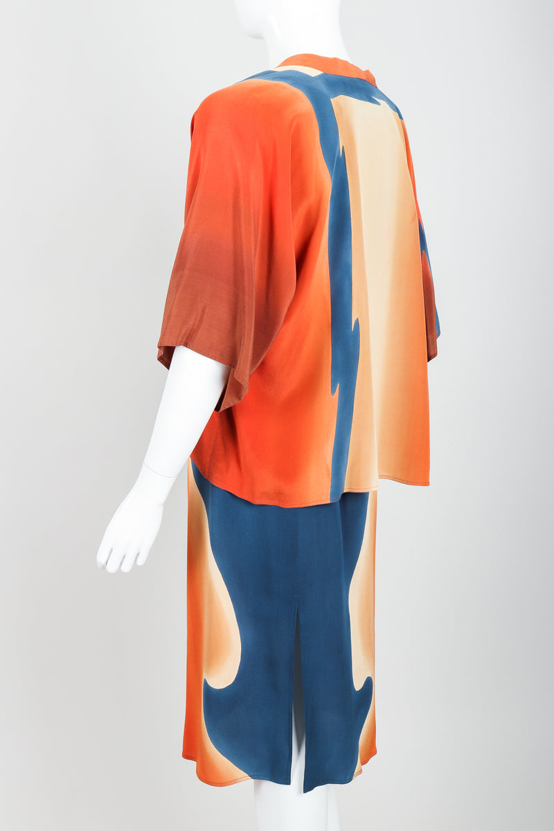 Vintage McKane Sunset Silk Kimono Set on mannequin back angle at Recess Los Angeles