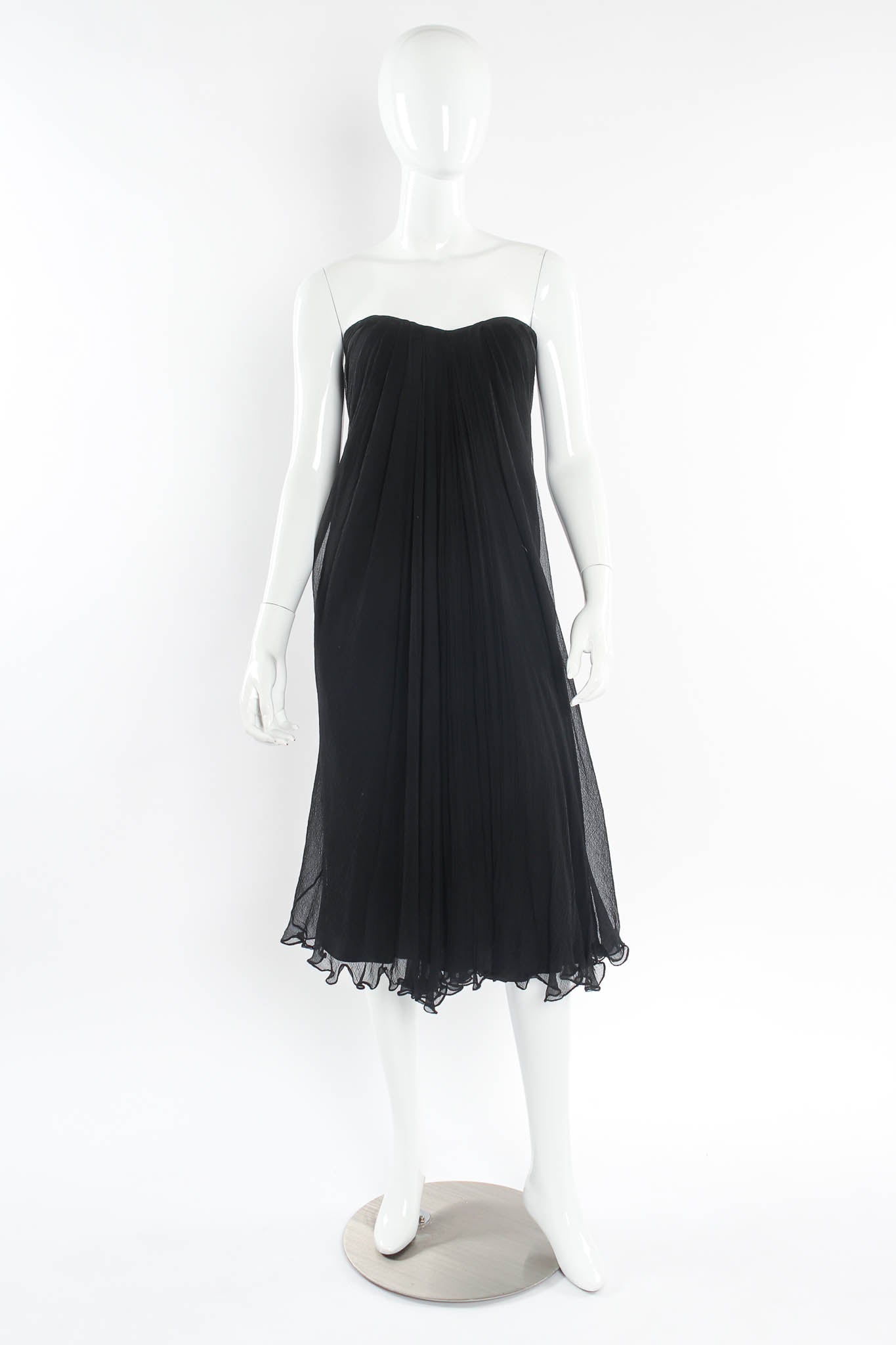 Vintage Alexander McQueen Silk Column Drape Dress mannequin front @ Recess LA