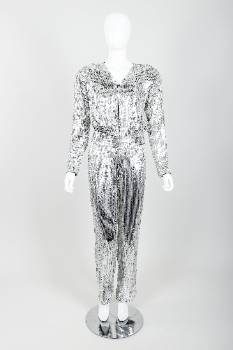 Vintage Metamorphosis Mirror Sequined Jumpsuit on Mannequin Front at Recess Los Angeles