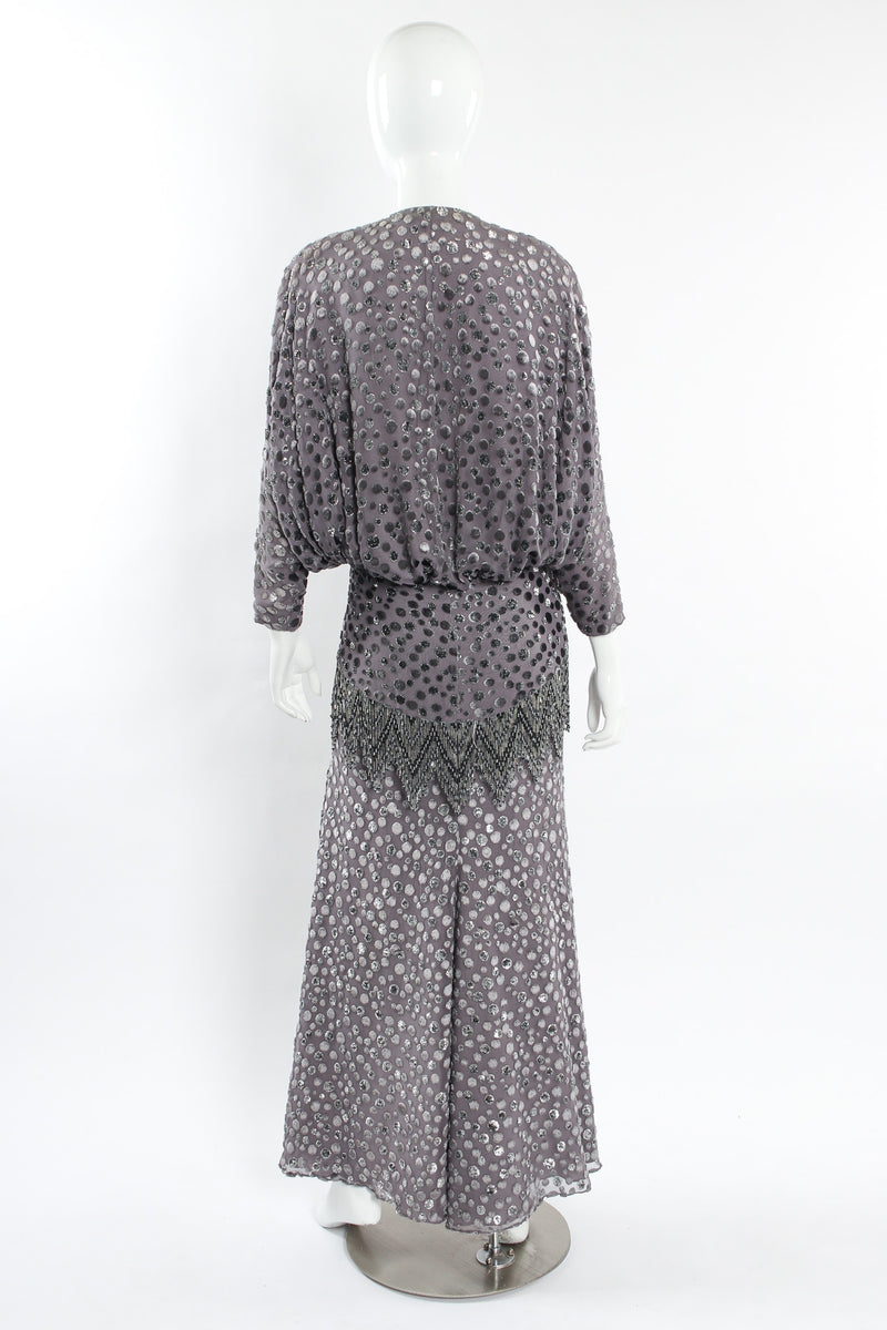 Vintage Michael Casey Polka Dot Beaded Silk Dress mannequin back @ Recess LA